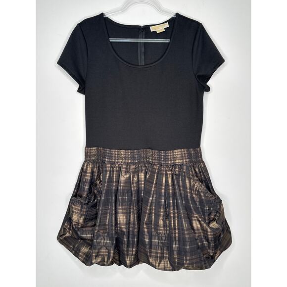 Michael Michael Kors Black Bubble Hem Plaid Skirt Dress hoilday formal Size 12 - Picture 9 of 12